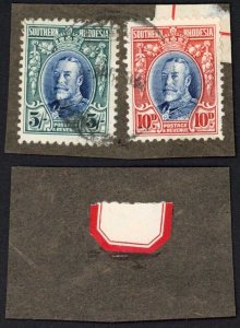 Southern Rhodesia SG27 SG22 5/- and 10d values Perf 12 Used on Piece