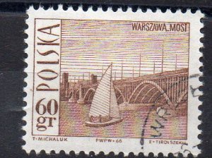 POLAND - 1966 - WARSAW - WARSZAWA - MOST - SAILBOAT - BRIDGE - 60 - Used -
