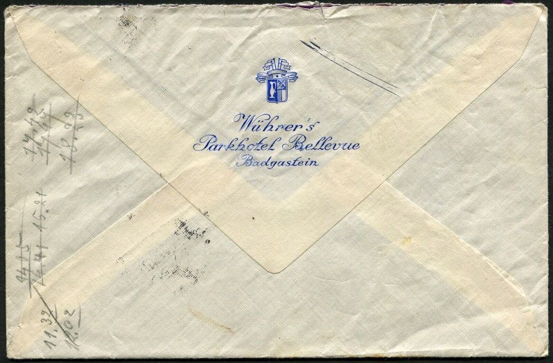 Austria Badgastein German Occupation Postage Cover 1938 Europe