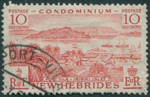 New Hebrides 1957 10c scarlet SG85 used