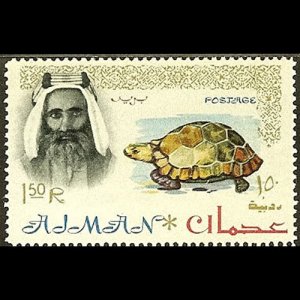 AJMAN 1964 - Scott# 14 Green Turtle 1.5r LH