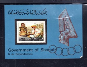 SHARJAH 1968 PRE-OLYMPICS MEXICO MINT VF NH O.G S/S IMPERF. (58SH)