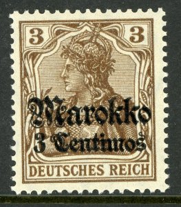 Morocco 1911 Germany  3¢/3 pfg Brown Sc #45 Watermarked MNH F636