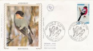 Andorra 1974 Bullfinch Silk Unadressed FDC 