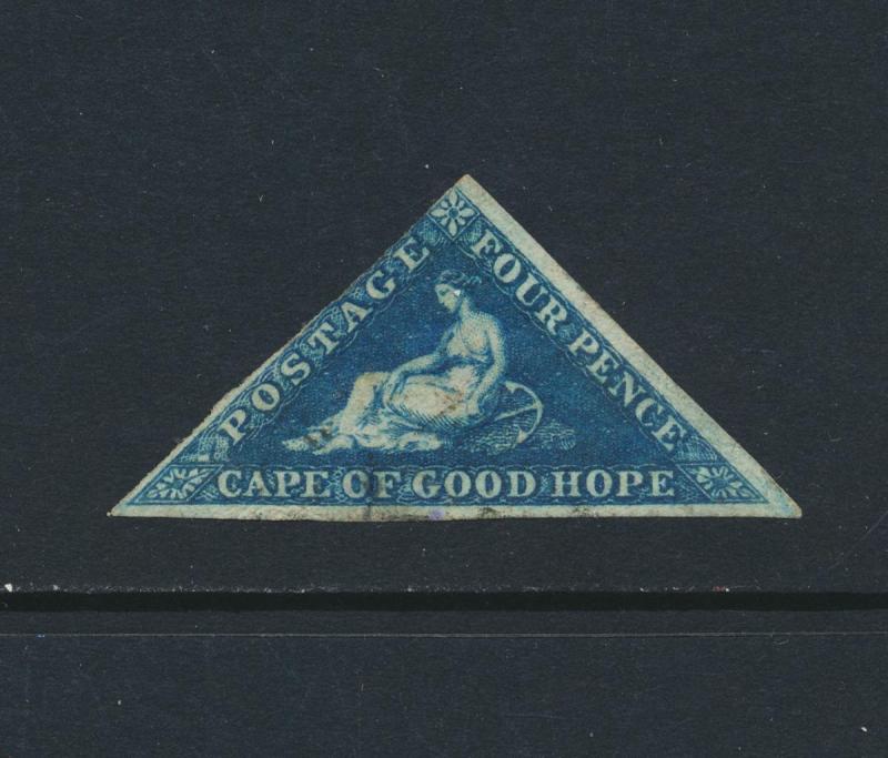 CAPE OF GOOD HOPE 1853, SG#4, 4d DEEP BLUE, VF USED CAT£200 (SEE BELOW)