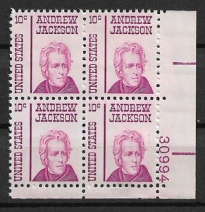 1967 Sc1286 10¢ Andrew Jackson MNH PB4