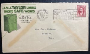 1938 Toronto Canada Advertising Cover To Laurier Toronto Safe Works