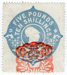 (I.B) QV Revenue : General Duty Adhesive £5 10/- (Series 8) die D