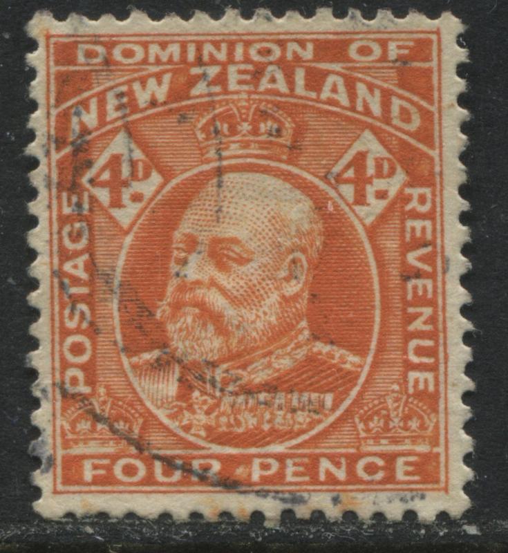 New Zealand KEVII 1909 4d red orange used