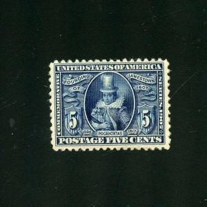 UNITED STATES 5c JAMESTOWN   SCOTT#330 VF/ XF  MINT RE-GUMMED