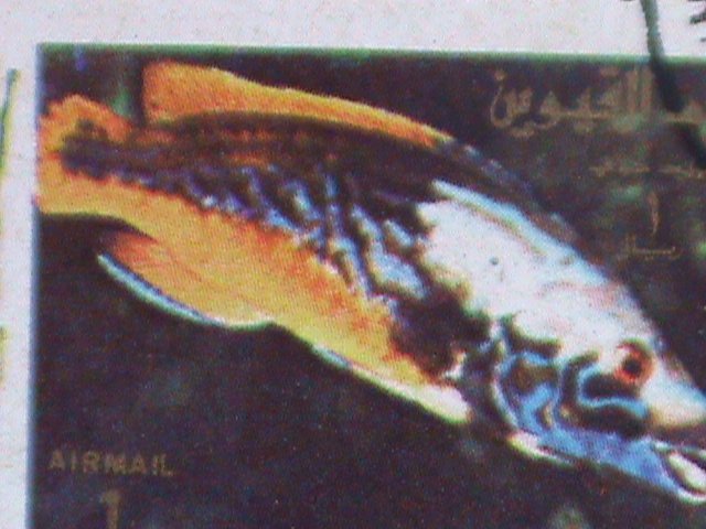 ​UMM AL QIWAIN 1973- TROPICAL FISH-UNDER WATER WORLD-CTO MINI SHEET VERY FINE