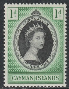 Cayman Is Scott 150 - SG162, 1953 Coronation 1d MH*