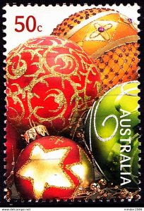 AUSTRALIA 2008 QEII 50c Multicoloured, Christmas-Baubles SG3908 FU