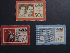 ​CUBA-1963 SC#780-2 6TH ANNIVERSARY-ATTACK PRESIDENTIAL PALACE  USED SET VF