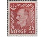 Norway NK 432 King Haakon VII 35 Øre Dark brown red