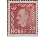 Norway Used NK 432   King Haakon VII 35 Øre Dark brown red