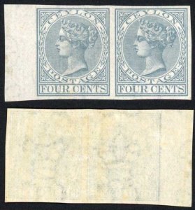 CEYLON SG122 1872-80 4c grey (proof) IMPERF PAIR Gummed Wmk Paper