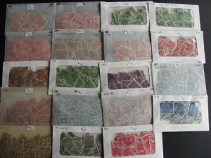 Newfoundland wholesale 19 face different stamps x100 of each, believe unsearched