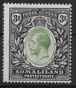 SOMALILAND SG84 1921 3r DULL GREEN & BLACK MTD MINT