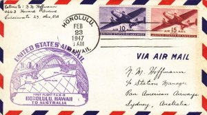 1948, 1st Flt., F19-28, Honolulu, HI to Sydney, Australia, See Remark (32700)