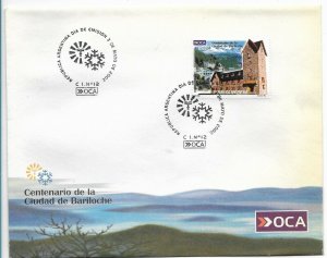 ARGENTINA 2002 CENTENARY OF BARILOCHE CITY BUILDING, OCA PRIVATE MAIL FDC