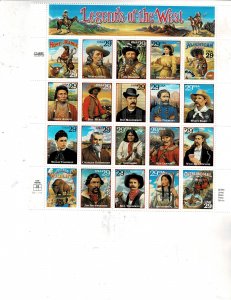 Legends West 29c US Postage Sheet VF MNH #2869