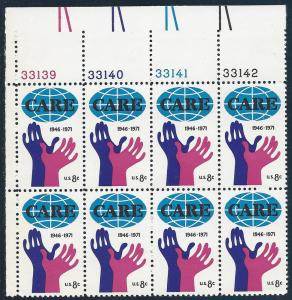 1439 Plate block 8ct Care Cooperative Amer relief everywhere