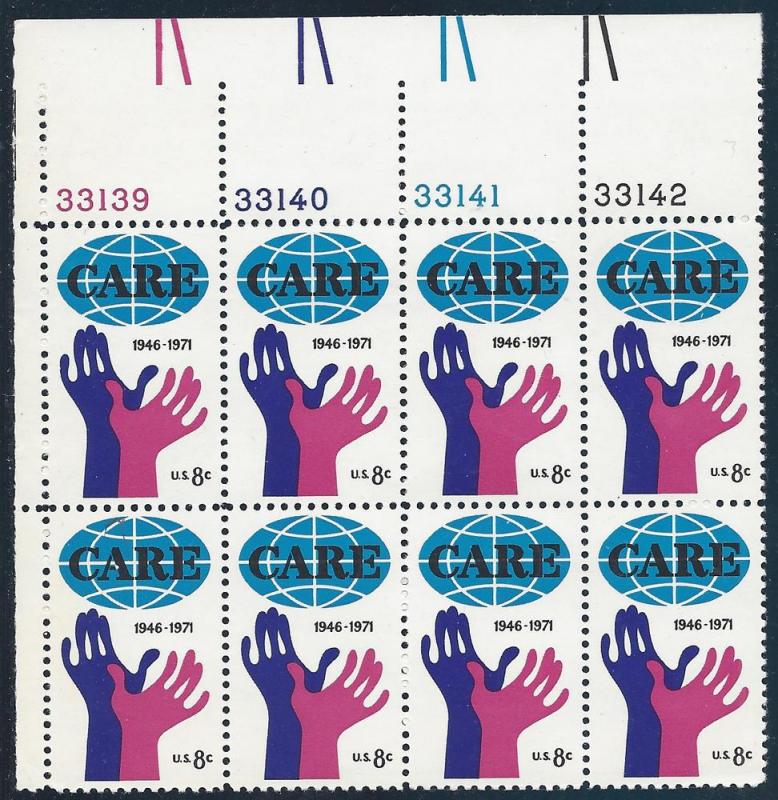 1439 Plate block 8ct Care Cooperative Amer relief everywhere