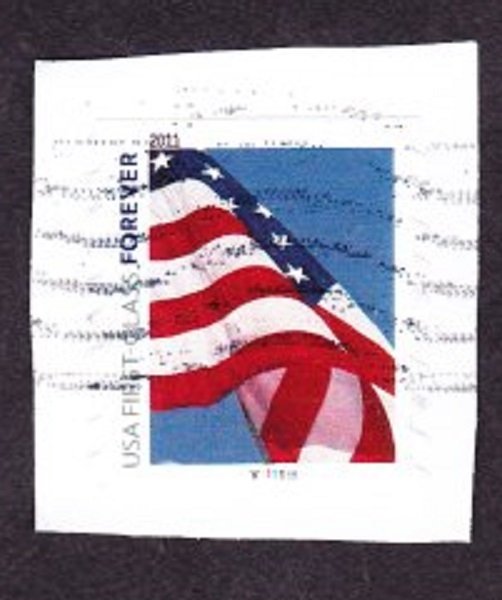 US #4491 Forever Flag Used PNC Single #V111111 on paper