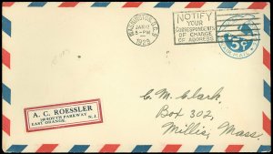 1/12/29 WASH DC CDS, A. C. ROESSLER Label Serviced Cover, Size #13, SC #UC1 FDC!