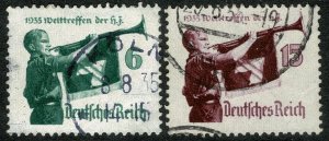 GERMANY 1935 WORLD JAMBOREE of YOUTH USED (VFU) SG581-582 Wmk. 97 P.14 SUPERB