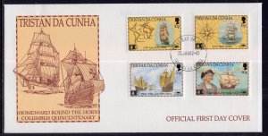 Tristan da Chuna 504-507 Columbus Sailing Ships U/A FDC