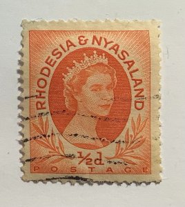 Rhodesia and Nyasaland  1954 Scott 1 used - ½p, Queen Elizabeth II