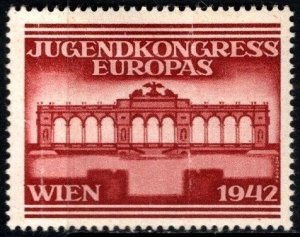 1942 Czechoslovakia Poster Stamp Wien Youth Congress Of Europe