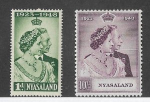 Nyasaland Sc #85-86  Silver Wedding set of 2 NH VF