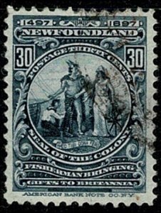 CANADA NEWFOUNDLAND 1897 QV 30c SLATE-BLUE VFU SG77 Wmk.none P.12 VGC