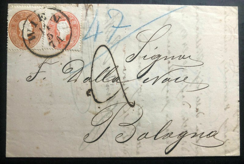 1861 Vienna Austria Vintage Letter Cover To Bologna Italy