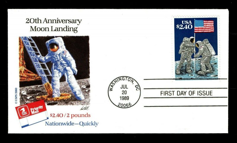 1989 U.S. #2419 20th Anniv. Moon Landing First Day Cover - CV$7.50 (ESP#5258)