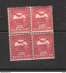 Hungaria 1900 Numerals in Black 50f Block of 4 Perf 12x11.5 MNH 17506