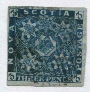 Canada - Nova Scotia SC# 3 Heradelic 3p light cancel imperf dark blue