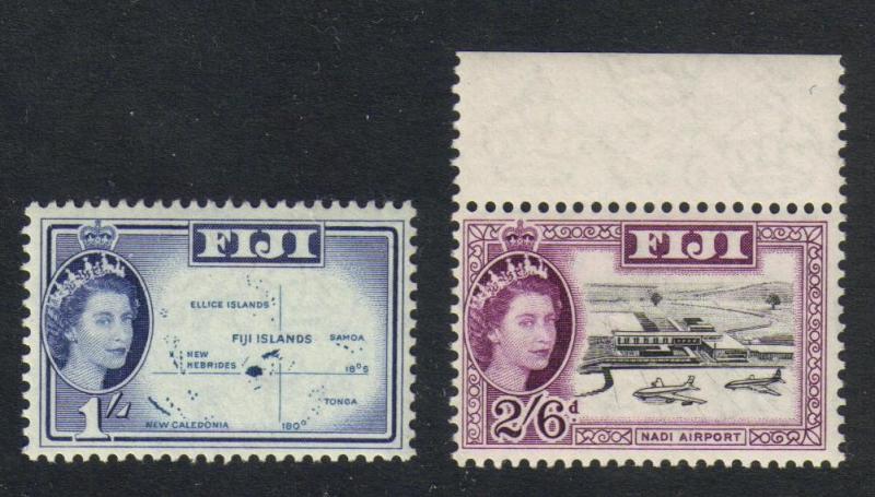 Fiji #171 & 2 mint singles map & Nadi airport 