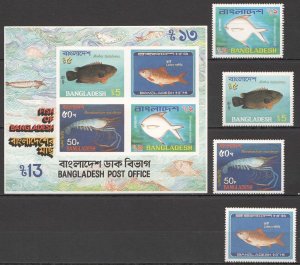 B0733 Imperf,Perf Bangladesh Fish & Marine Life #190-3 Michel 22 Euro Set+Kb Mnh