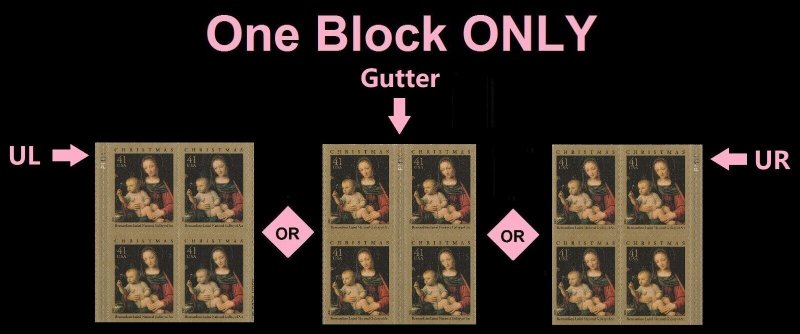 US 4206 Christmas Madonna & Child 41c plate block (4 stamps) MNH 2007 