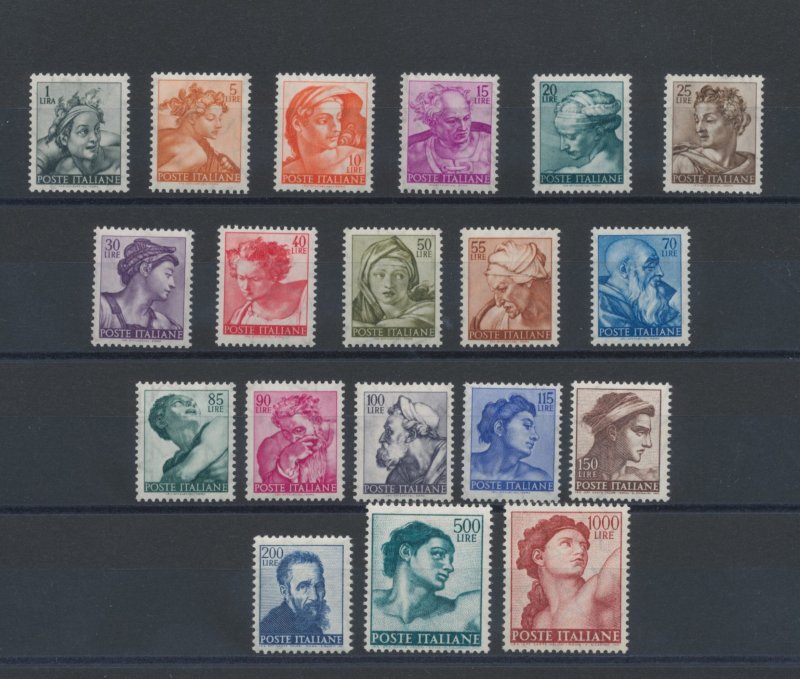 1961 Italy - Republic, Michelangelo, 19 values, no. 899/17, MNH **