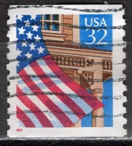 USA; 1995: Sc. # 2913:  Used Red 1995 Perf. 9,8 Vert. Single Stamp