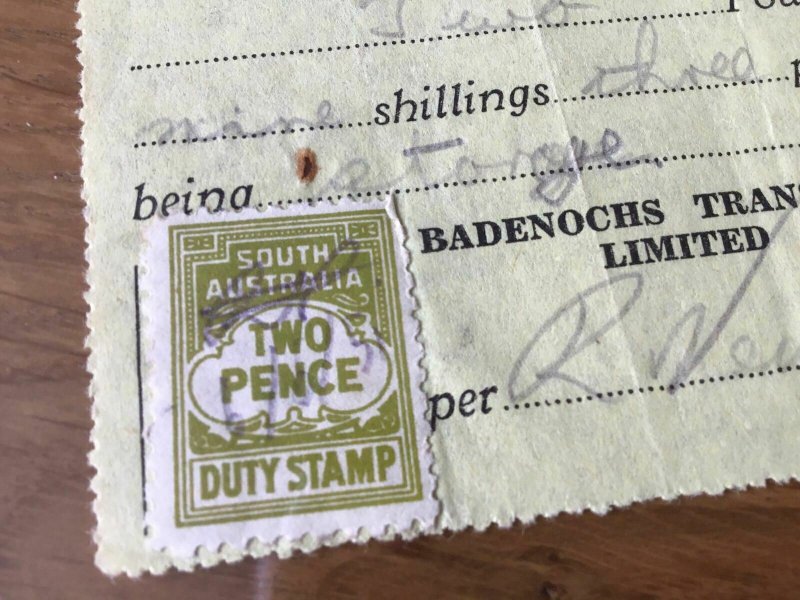 South Australia Duty Stamp 1951 on Badenochs Receipt Receipt Ref R28025