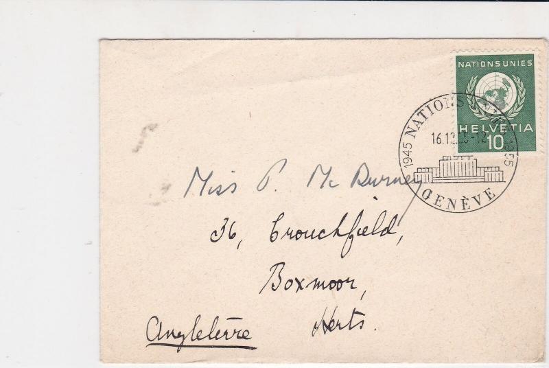 Geneva United Nations 1955  stamps cover ref 21651