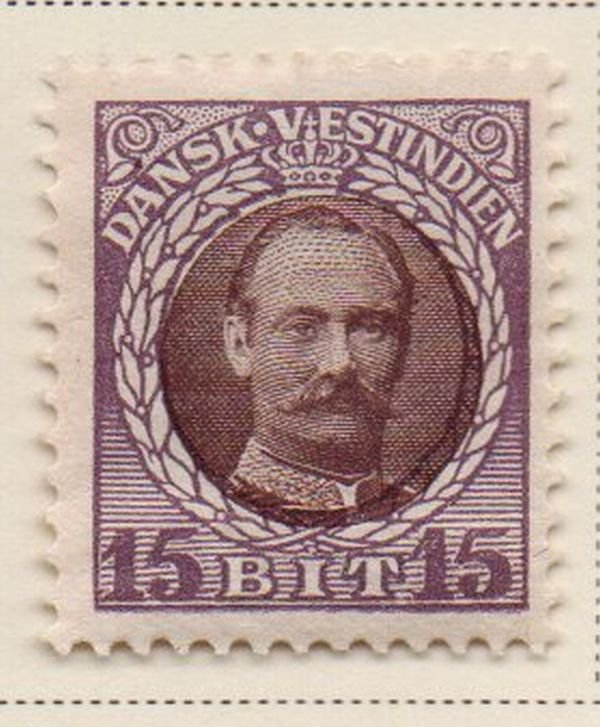 Danish West Indies Sc 45 1908 15 bit violet & brown Frederik VIII stamp mint