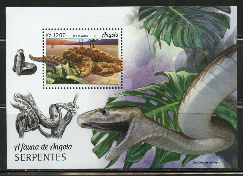 ANGOLA 2018  SNAKES SOUVENIR  SHEET MINT NEVER HINGED 