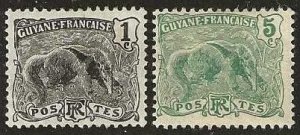 French Guiana 51, 54, mint hinge remnants.  1905.  (F475)
